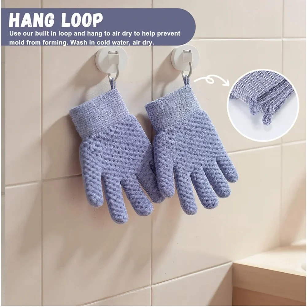 Exfoliating Dual Texture Bath Gloves for Shower Spa Massage and Body Scrubs